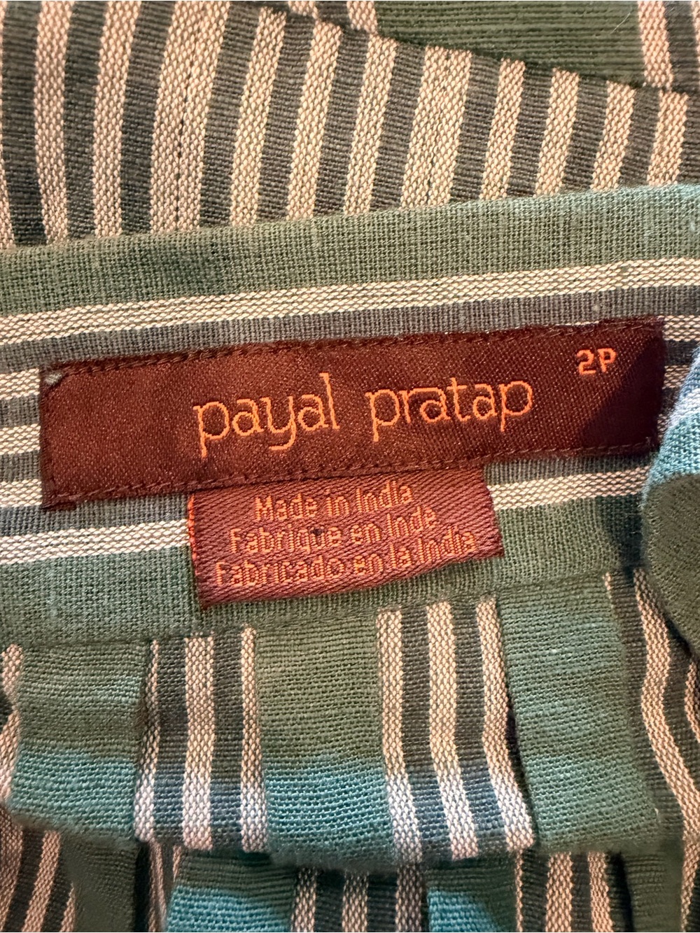 Payal Pratap Striped Cotton Linen Wide Leg Jumpsuit Size 2P #0499 - Picture 7 of 9